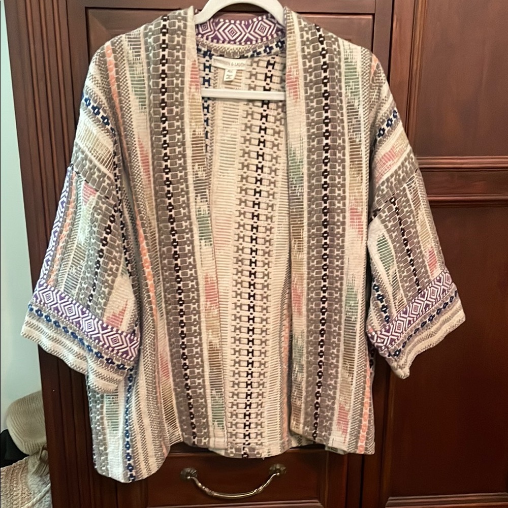 Multicolor Patterned Women's Kimono Cardigan